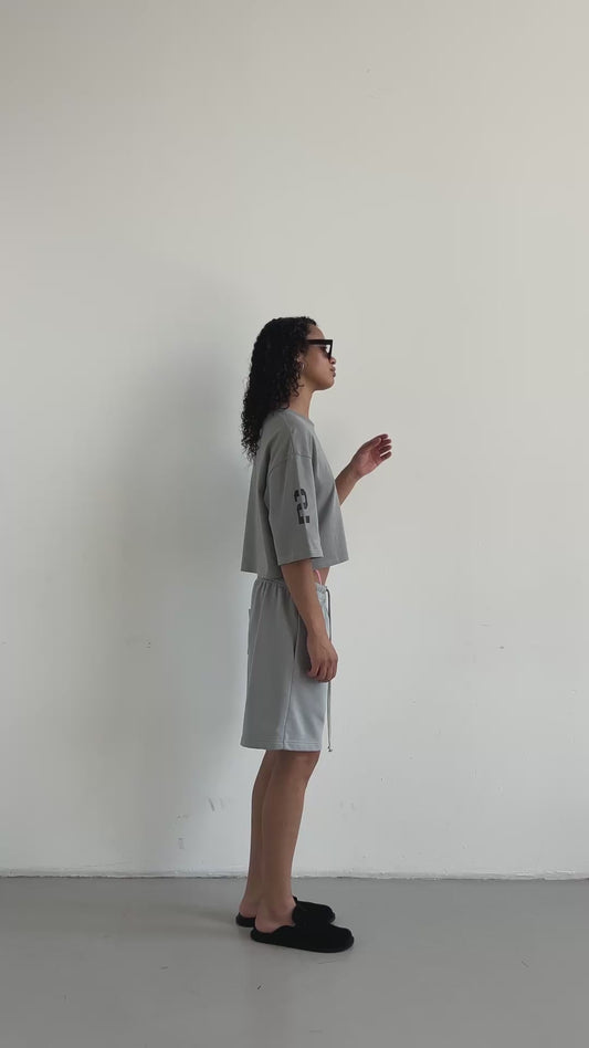 Бермуди Vintage Grey UNISEX — сірі оверсайз бермуди з принтом HUNTING SEASON